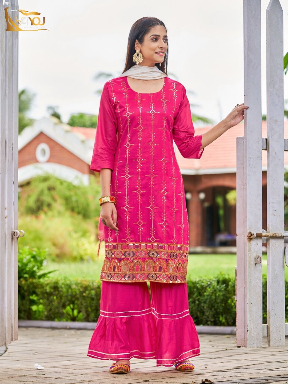 V4you Natashaa Vol 3 Ethnic Wear Wholesale Sharara Suits